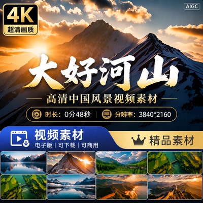 高清中国美丽祖国大好河山风景风光ai视频锦绣壮丽自然意视频素材