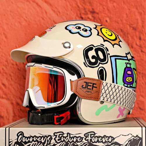 台湾复古摩托车头盔男女四季通用