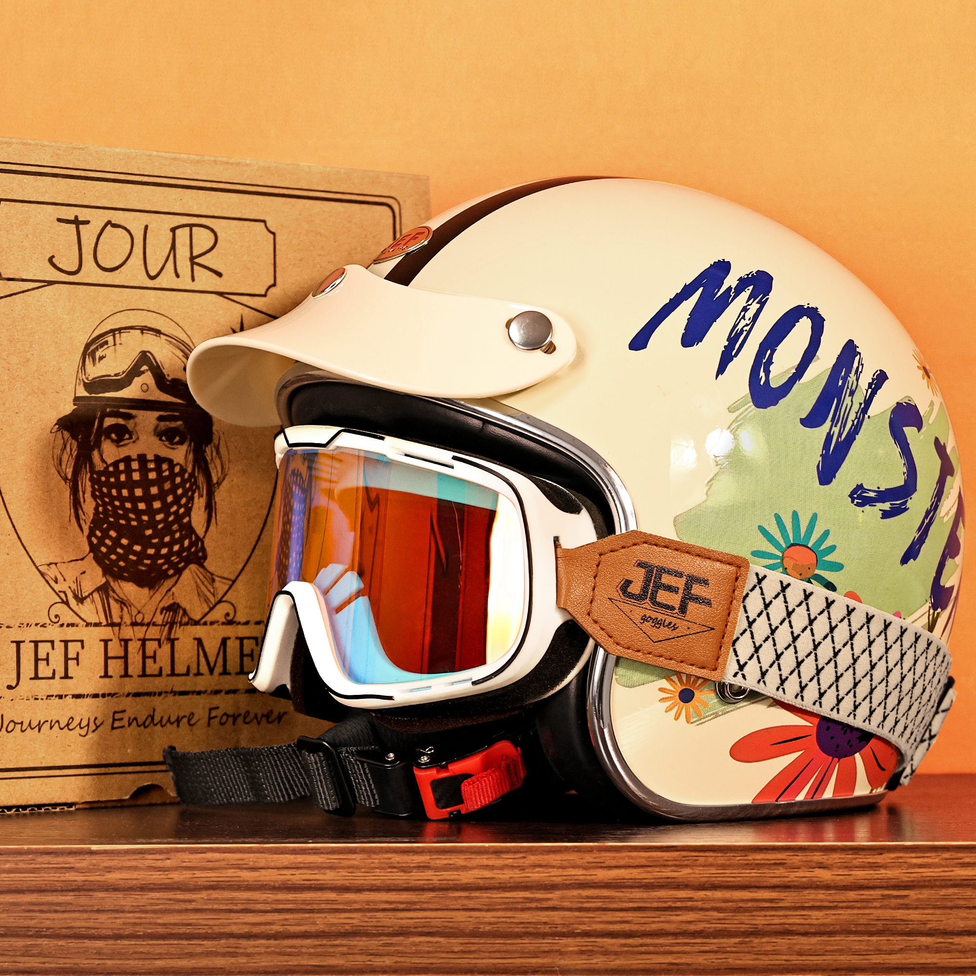 台湾复古摩托车头盔3/4盔四季盔