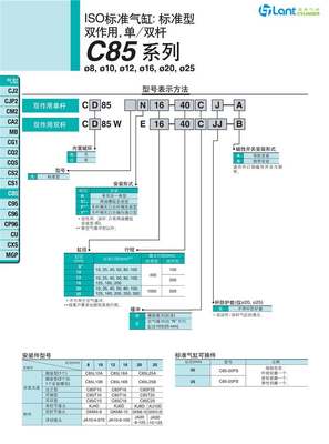 SMC气缸CD85N20/25-25-30-40-50-60-75-80-100-125-150-200-C-B