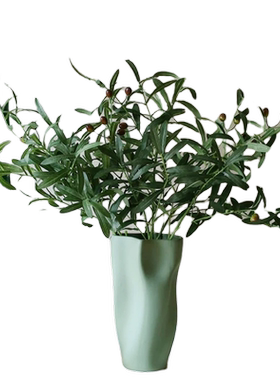 手感仿真植物绿植橄榄枝绿色客厅插花装饰仿真花假花摆件橄榄果