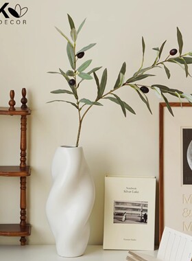 手感彷真植物绿植橄榄枝绿色客厅插花装饰彷真花假花摆件橄榄果