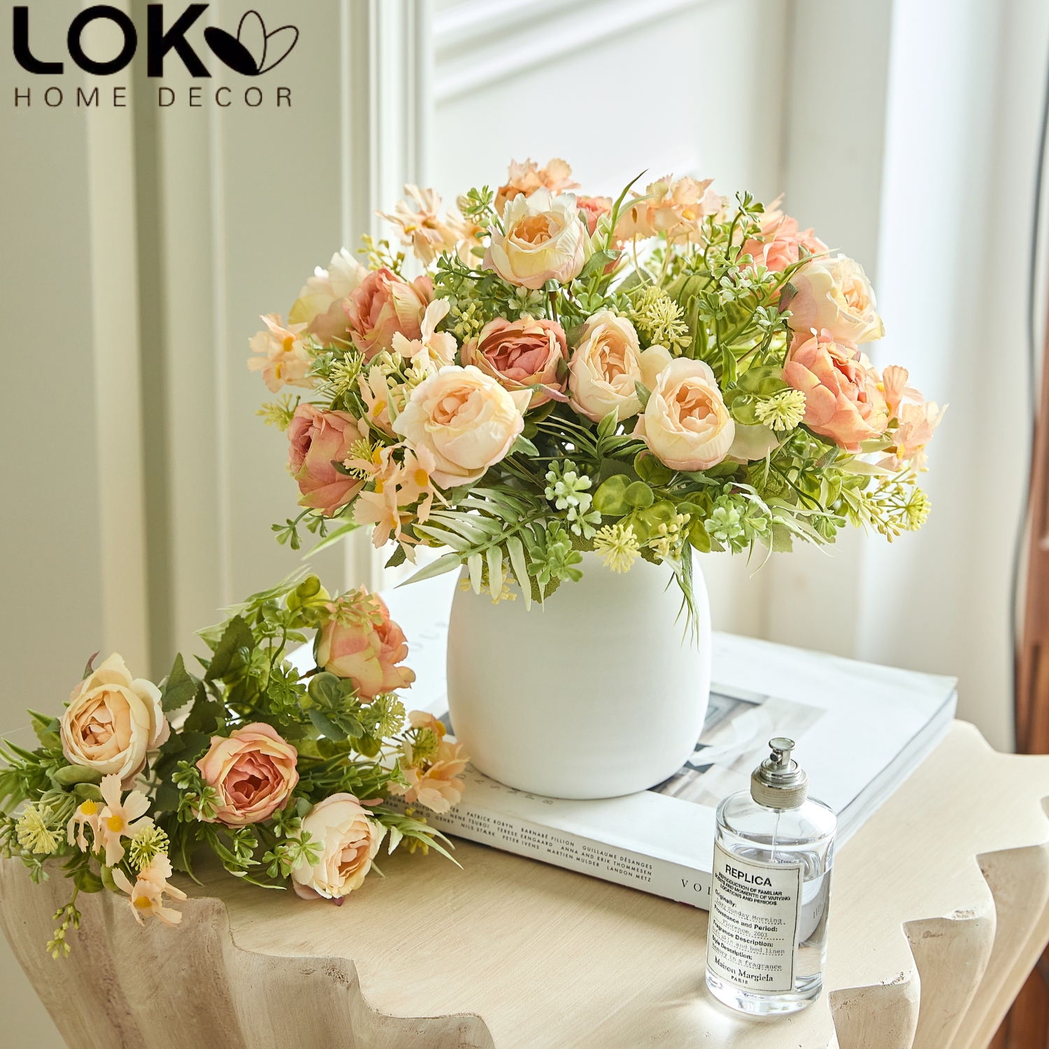 轻奢高端仿真花摆件客厅花束假花家居摆设玫瑰小清新餐桌装饰花束