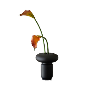 素烧花瓶摆件简约黑色磨砂陶瓷花器仿真花假花桌面装饰插花摆件