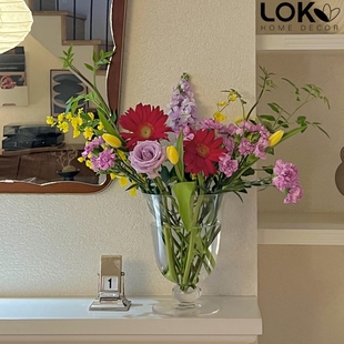 高透玻璃大号花瓶真鲜花家居装饰ins风假花法式中古浪漫摆件