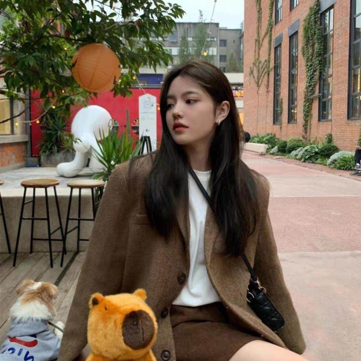 咖色正肩人字纹韩系法式复古夹棉羊毛呢小西装外套女高级感上衣女,女装/女士精品,毛呢外套,淘宝优惠券,粉丝福利购,淘宝优惠卷