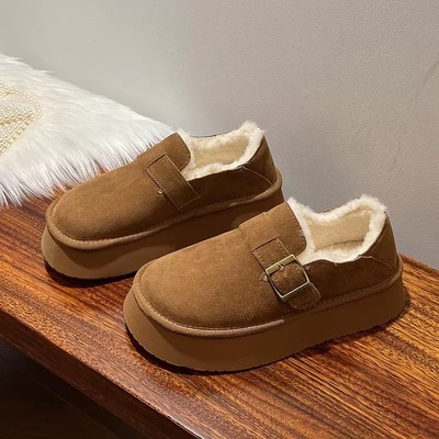 勃肯鞋女加绒2025冬季新款加厚保暖增高棉鞋毛毛鞋防滑厚底雪地靴