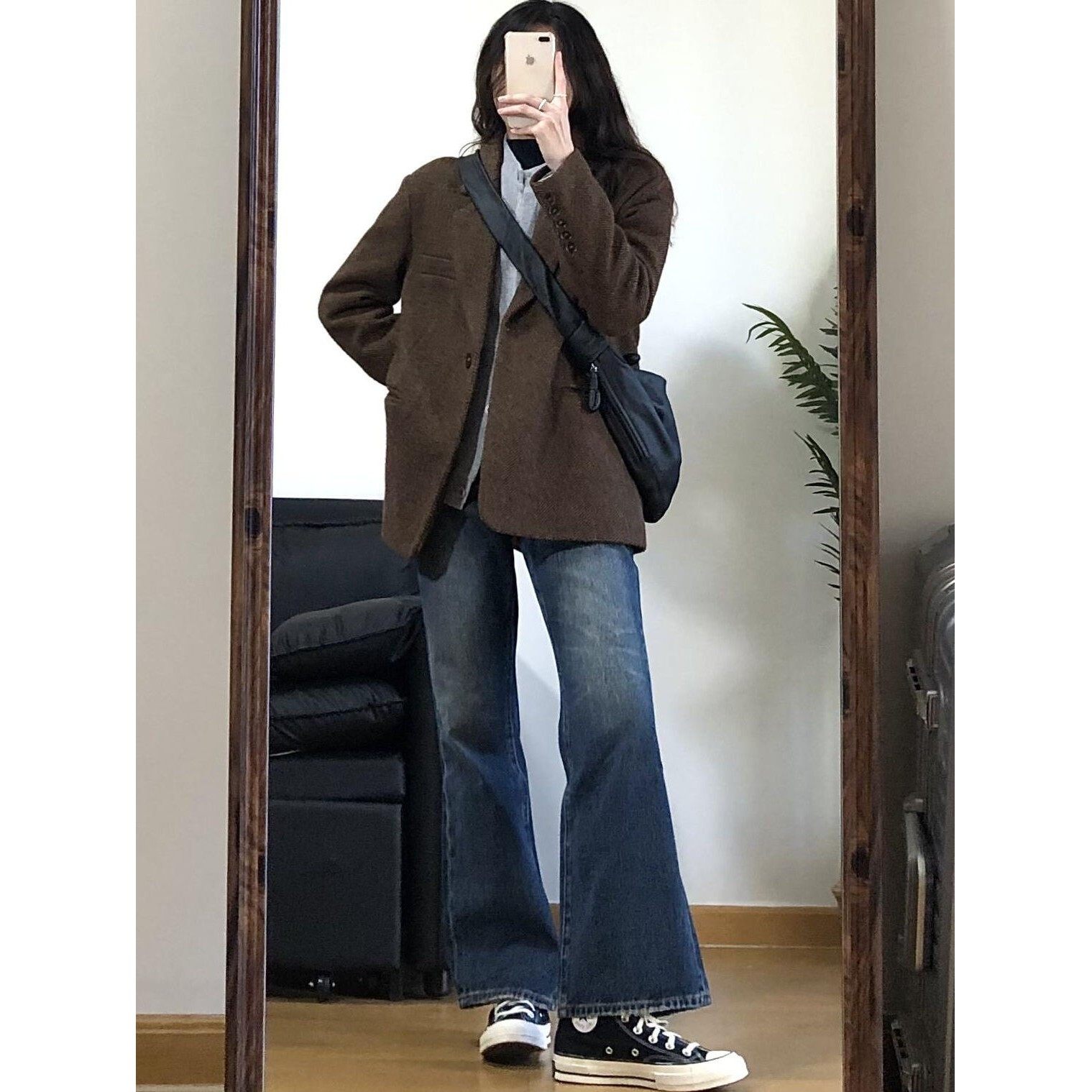 2025新款小西装羊毛呢外套小个子高级感韩系中长款呢子休闲大衣女