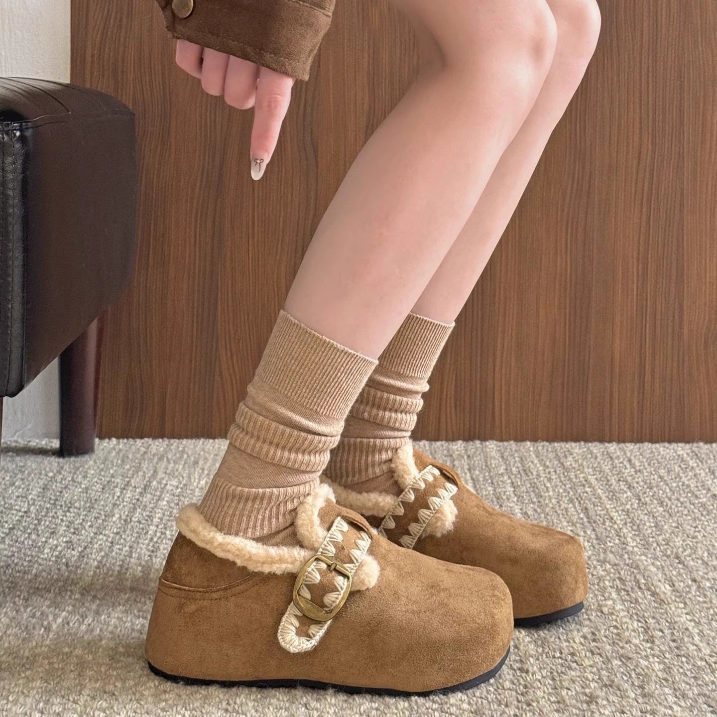 加绒勃肯鞋女2025新款冬季毛绒棉鞋全包博肯鞋厚底增高毛毛雪地靴,女鞋,勃肯鞋/软木鞋,淘宝优惠券,粉丝福利购,淘宝优惠卷