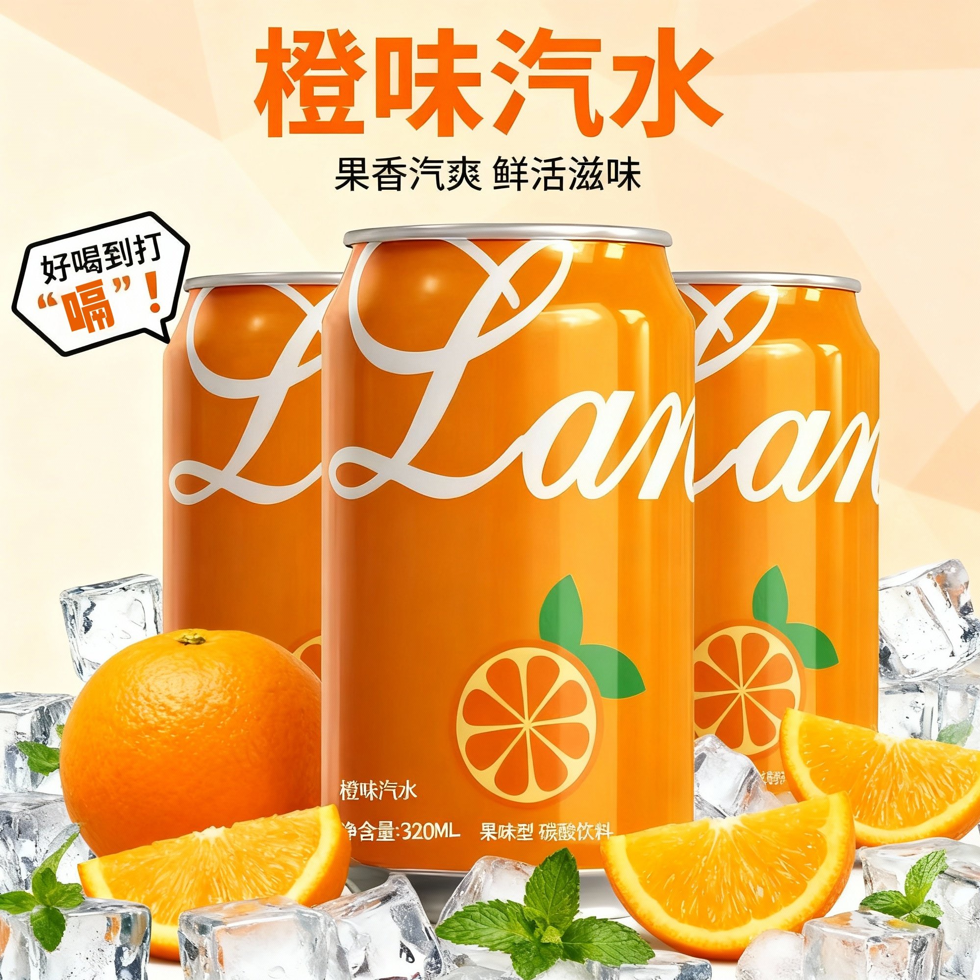 【特惠促销】橙味汽水0糖0脂碳酸饮料罐装泡沫箱装年货送礼