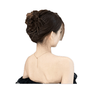 法式高级黑色网纱羽毛抓夹鲨鱼夹驼鸟毛发夹后脑勺半扎发头饰大号