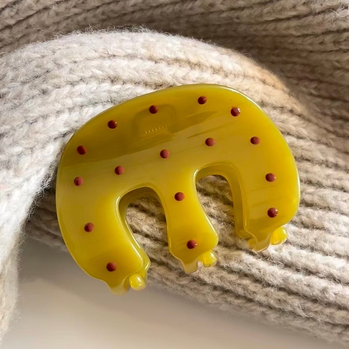 黄绿色波点头发抓夹2026新款巨好看后脑勺盘发鲨鱼夹时尚洋气发夹,饰品/流行首饰/时尚饰品新,发饰,淘宝优惠券,粉丝福利购,淘宝优惠卷