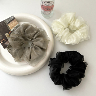 超仙简约网纱森系纯色大肠发圈头饰高级感扎头绳气质百搭发绳发饰