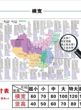 全国本科高校大学分布图各省大学地图名校高清海报挂图班级墙贴画