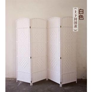 饰 草编隔断装 中式 手工屏风酒店客厅卧室玄关折叠可移简约实木特价