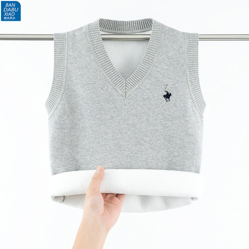 6-18男女学生一体绒纯棉针织马甲