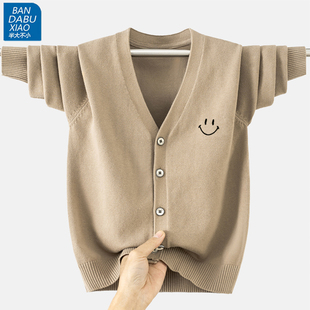 春季纯棉开衫毛衣男中学生薄款 男孩子个性刺绣外套 中大童针织衫