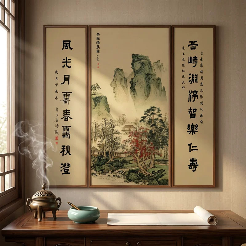 大气山水画堂屋中堂挂画高端中堂画客厅挂画新中式厅堂挂画风景画