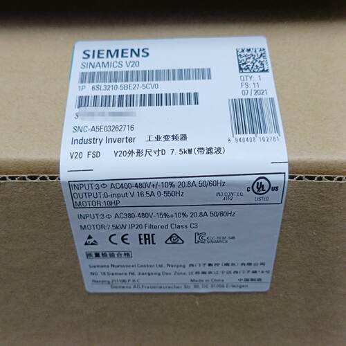 （设备配件）西门子6SL3210-5BE27-5CV0,7.5KW,40