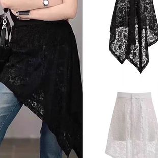 不规则遮肉显瘦时髦洋气 新款 时尚 复古设计显瘦蕾丝半身裙屁帘夏季