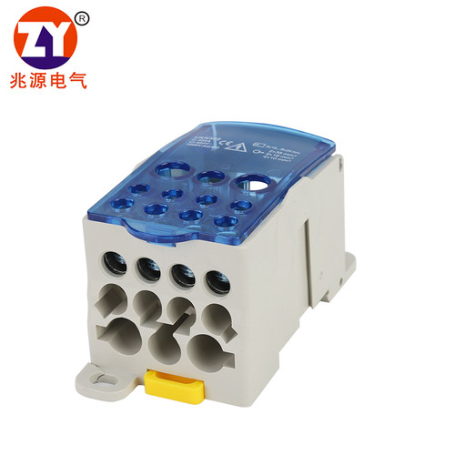 UKK125A分线端子接线盒接线端子排1进6出导轨式卡轨大电流连接器