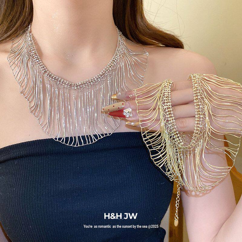 风蛇链设计感流苏链小众项链锁骨欧美轻奢跨境金属高级感批发项饰