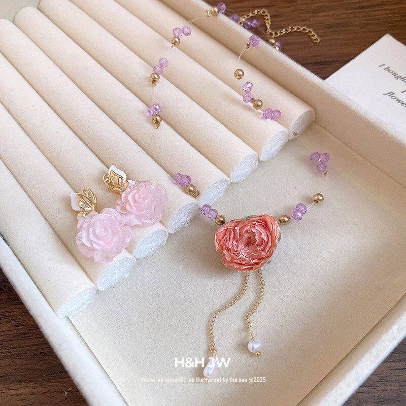永生花链小众清新女锁骨甜美耳环