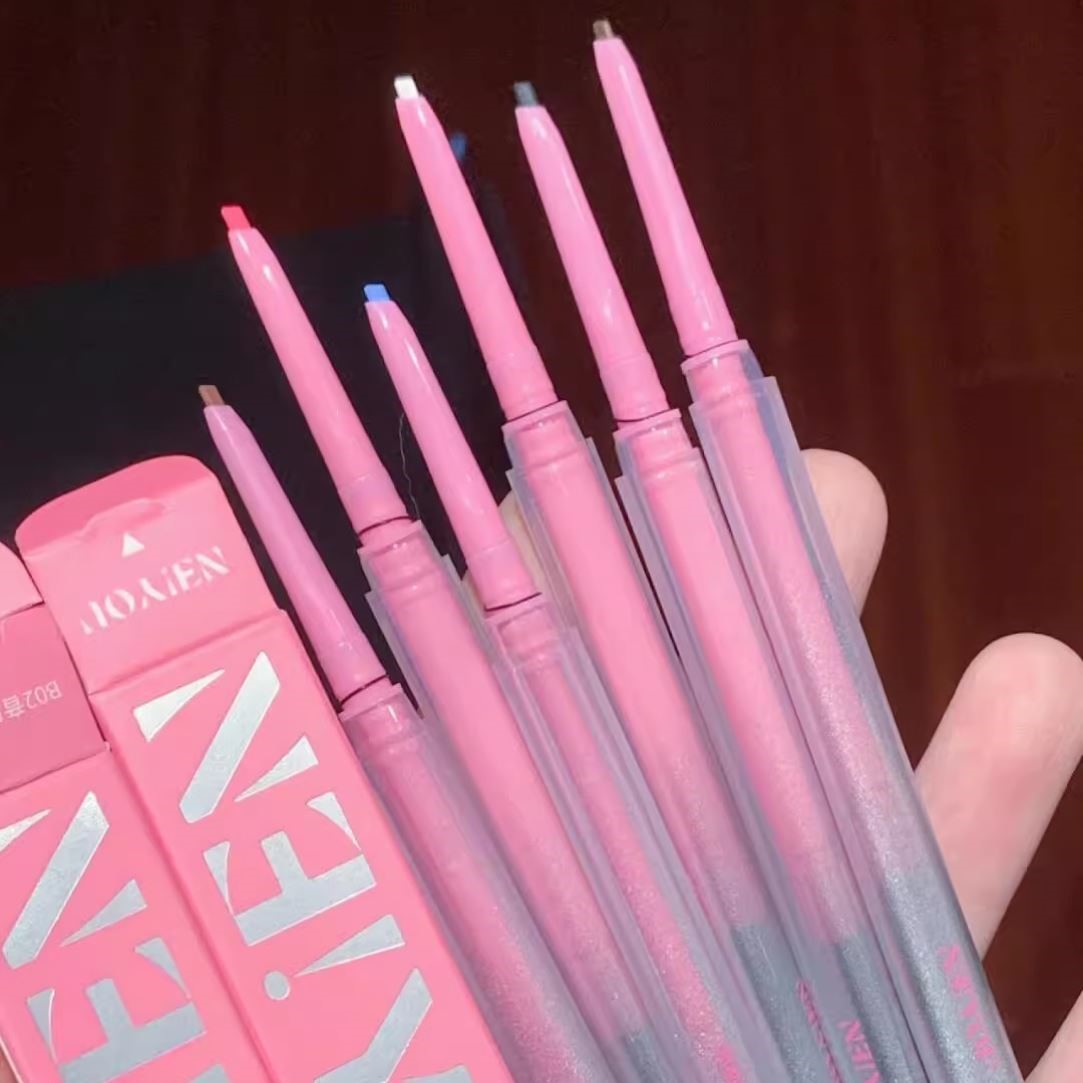 夏日冰透海盐蓝色！那柚刀锋扁头眼线胶笔极细防水不晕染白色棕色