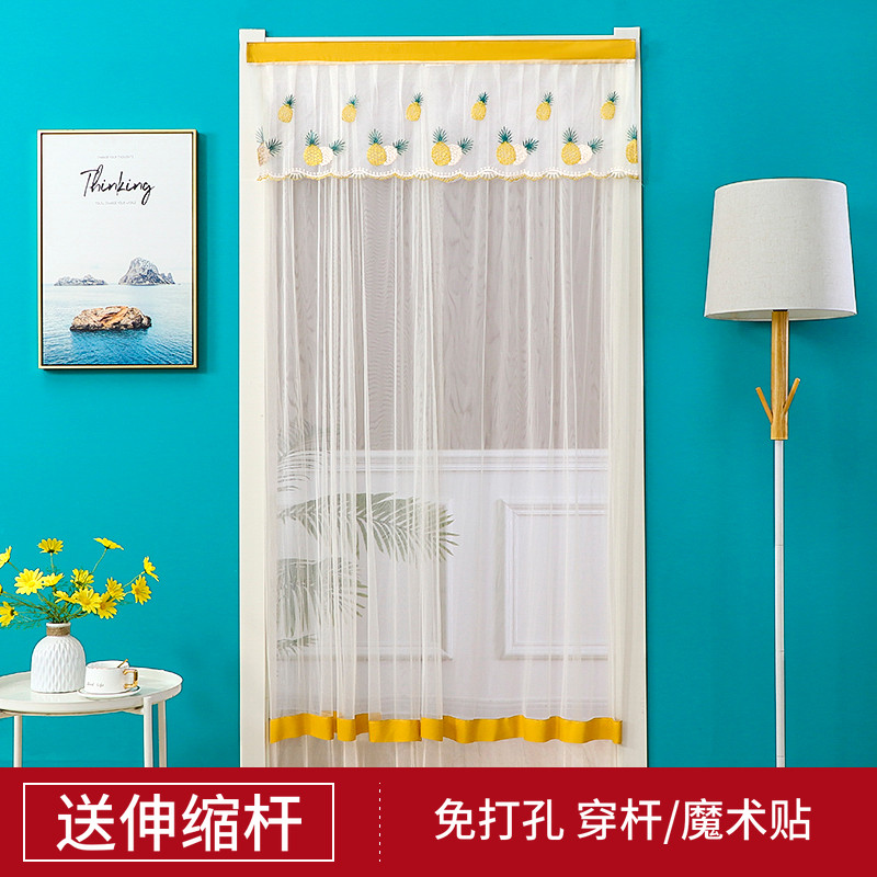 双层蕾丝门帘家用四季防蚊纱帘夏季通用隔断帘免打孔卧室纱门帘子