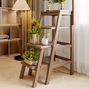 新中式家用梯凳多功能折叠梯凳加厚实木梯子凳子厨房爬高脚蹬爬梯