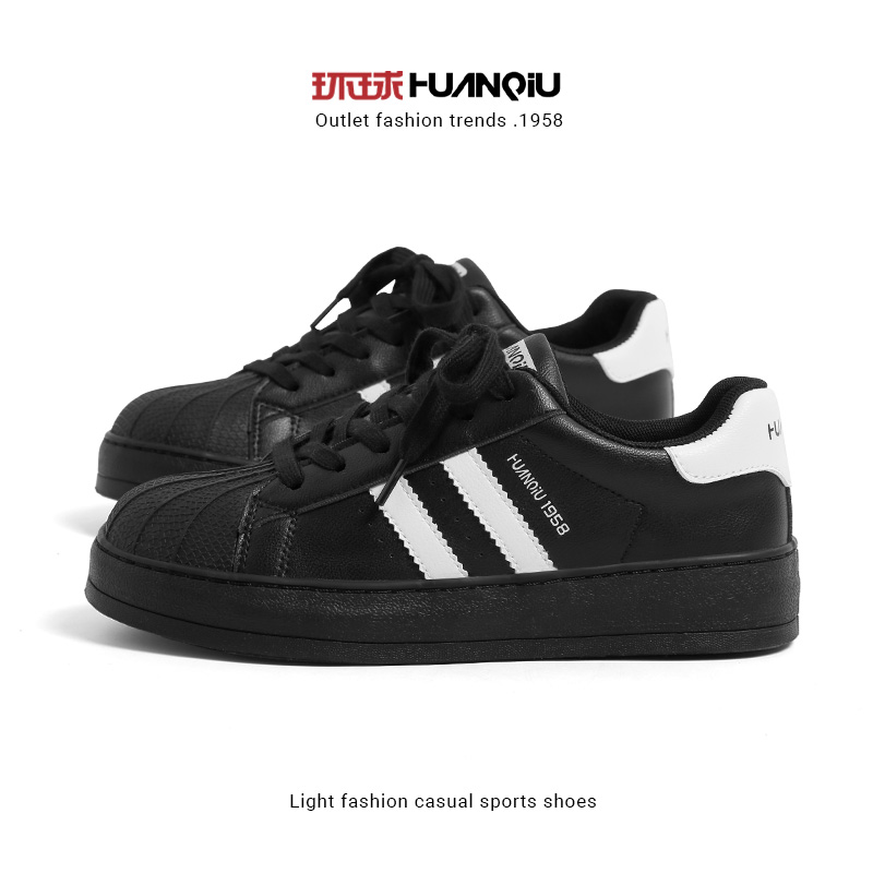 环球百搭通勤运动休闲小黑鞋