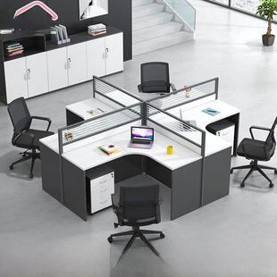 职员办公桌4/6四人位员工电脑桌椅组合办公室屏风隔断卡座L十字型