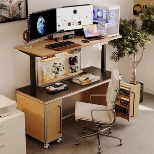 铝型材免安装双层网红可移动电动升降桌电竞游戏办公设计师工作台