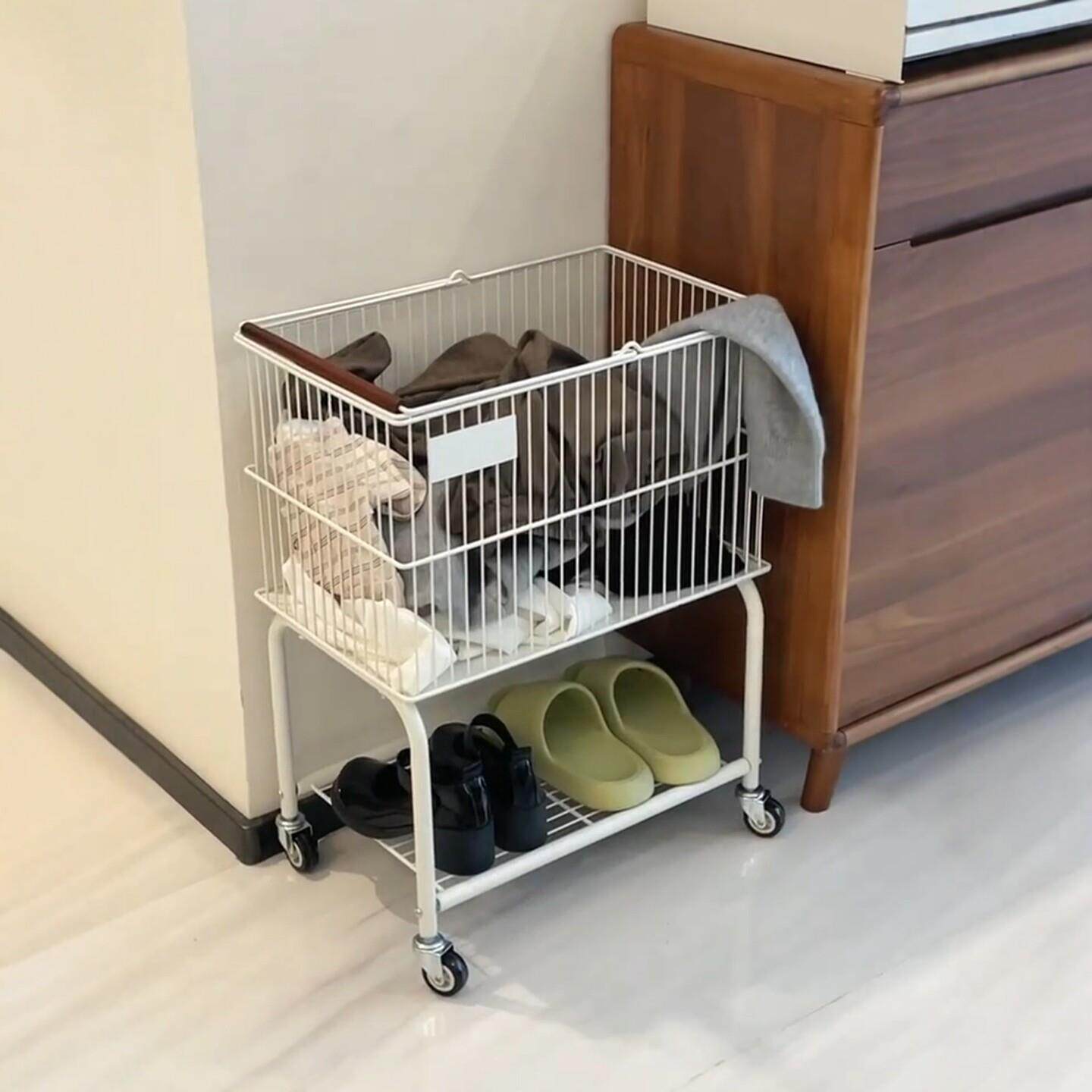 推车脏衣篮脏衣篓脏衣服收纳筐洗衣篮收纳篮家用化妆室放衣服带轮