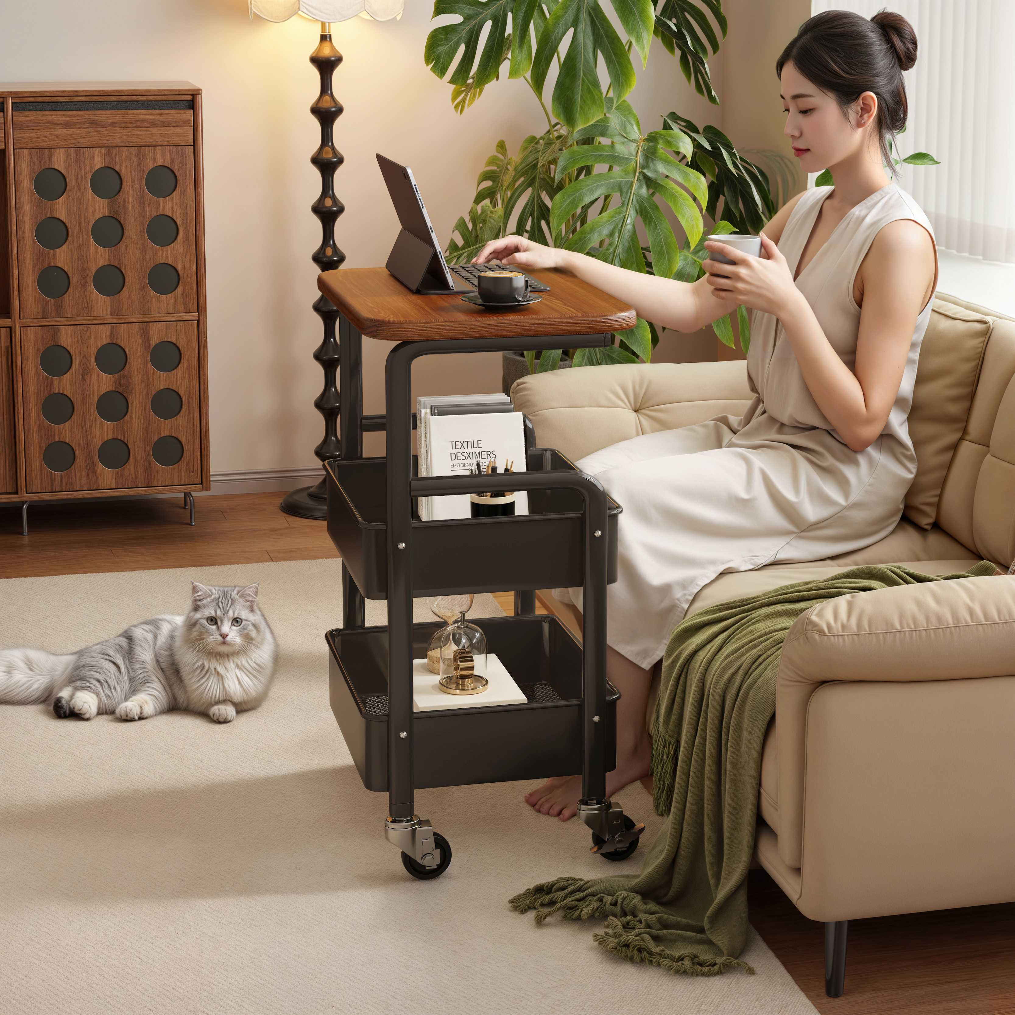 小推车带轮卧室零食多功能置物架沙发边几可移动床头储物床边桌子