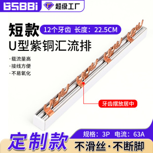 U型匯流排帶封蓋封閉12牙63A斷流器配電箱開關斷路器 短款
