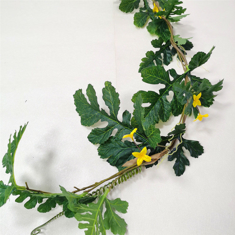 仿真南瓜藤西瓜丝瓜藤大叶藤假植物藤条绿色叶藤田园缠绕挂藤造景