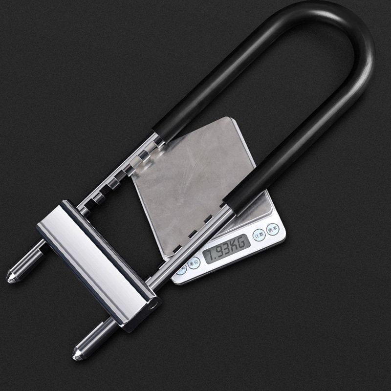 u型锁玻璃双开门商铺门插锁防盗锁具推拉门锁加长u形智能锁头大号