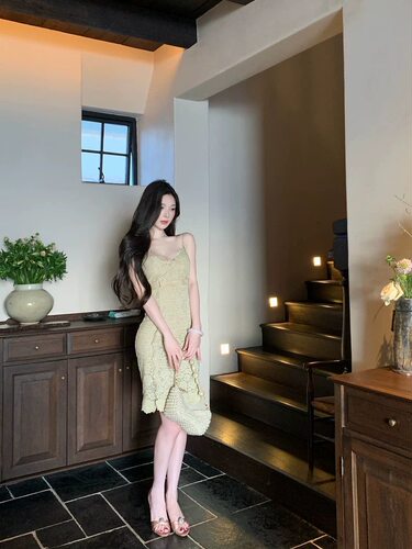 DFAY 晚香玉 绝版中古DG 内衣结构丝缎蕾丝裙女夏气质吊带连衣裙