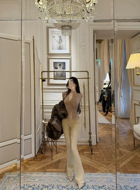 woppei  慵懒天丝羊驼毛软糯打底衫女浪漫优雅修身显瘦内搭上衣