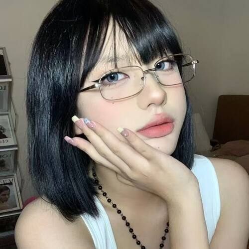 日系金丝边方形眼镜架女款潮复古