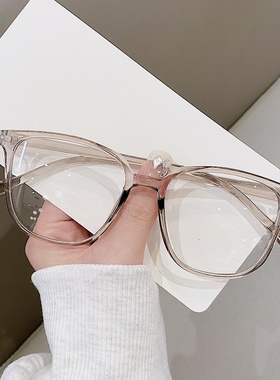 断货冷茶色!温柔小众复古方框可配度数素颜平光近视眼镜框架女