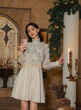 四季单品白色立体提花超大摆百搭半身裙