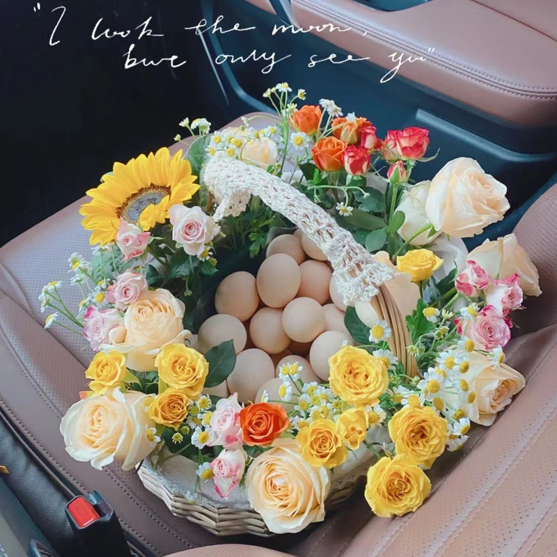 手提花篮月子鸡蛋花篮水果鲜花花篮编织花篮野餐插花草编藤编竹编