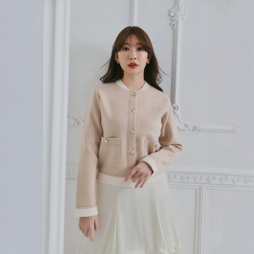 Her lip to HLT logo学院风针织外套 日系甜美校园休闲百搭