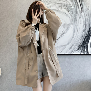 时尚中长款风衣外套女显瘦英伦风大码胖MM收腰夹克春秋天显高棉服
