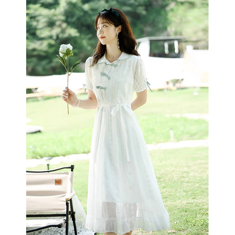 少女甜美学院风连衣裙2025夏季新款初高中学生收腰显瘦衬衫裙子