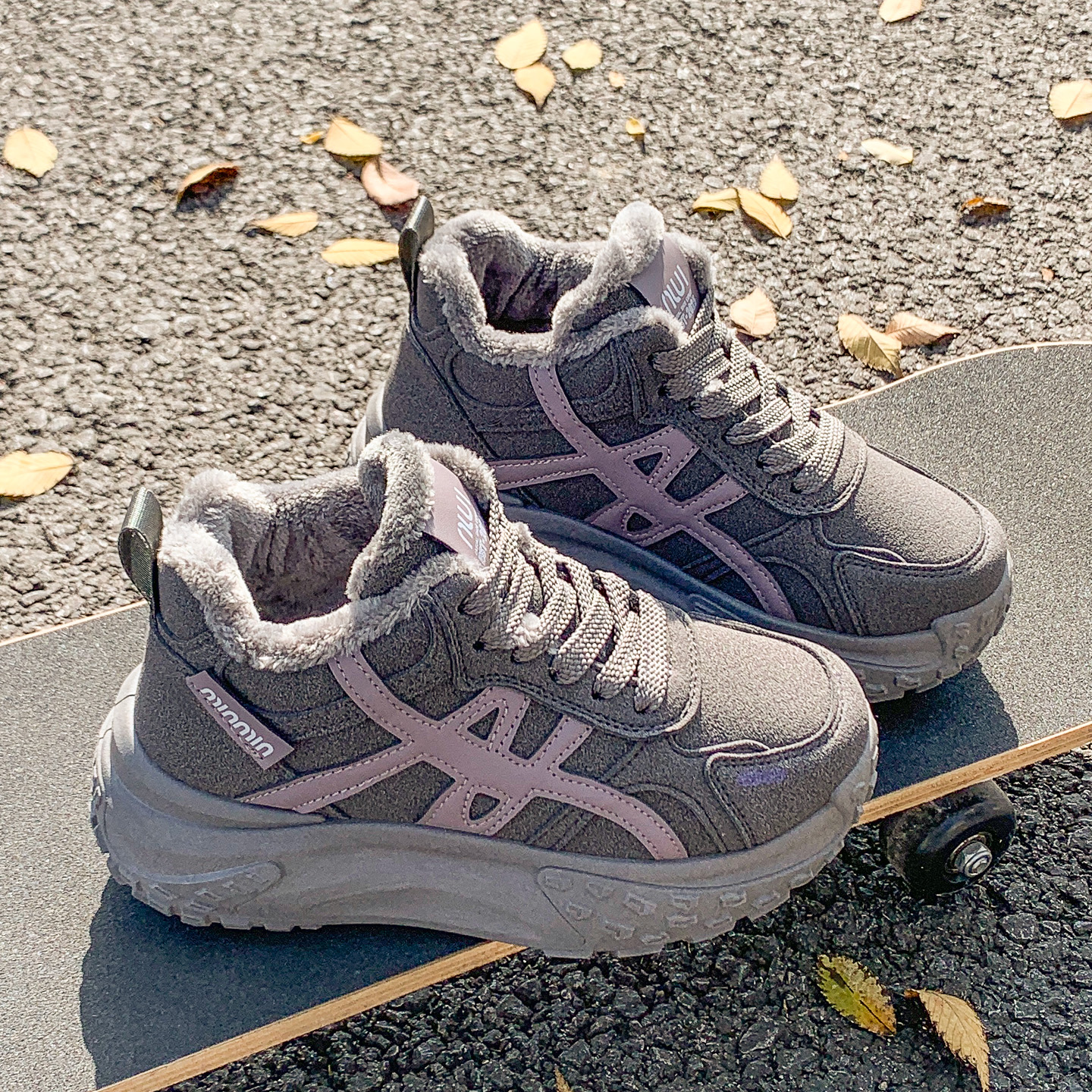 加厚加绒厚底高帮老爹鞋