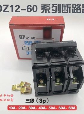 DZ12-60/3P10A20A30A60A40A塑壳断路器老款 黑色空气开关三级