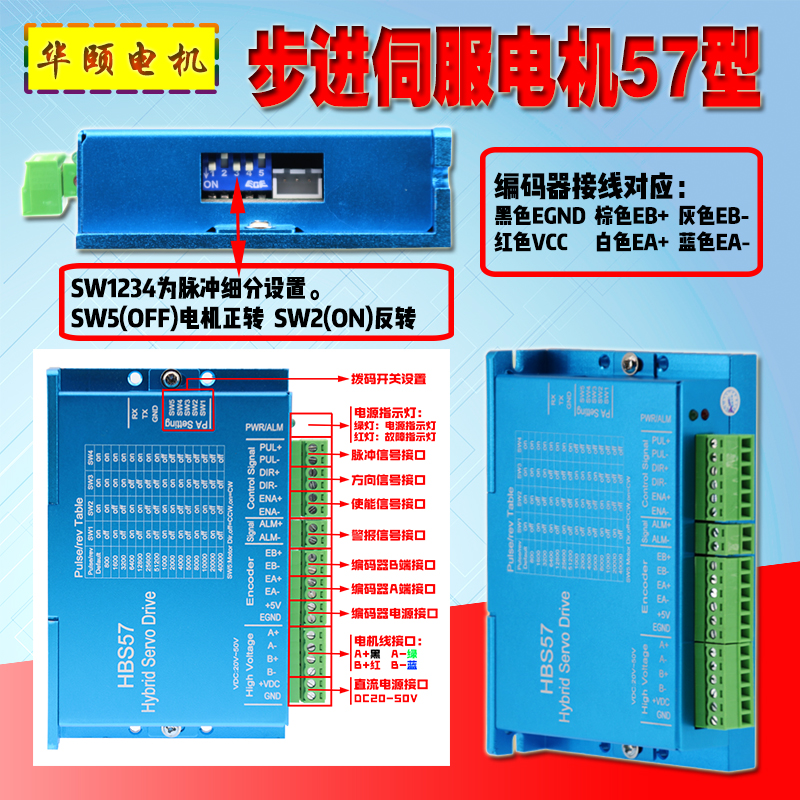 闭环步进电机57型套装高速3.6N.m混合伺服电机驱动器HBS57新DL57